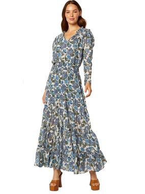 Misa Los Angeles Vida Flora Azulia Maxi Dress Boho Sz Medium